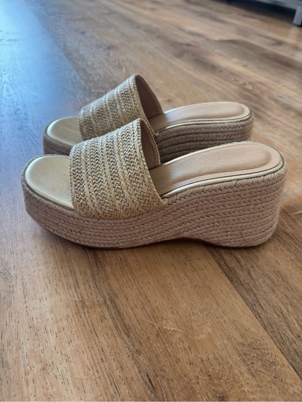Classic Woven Espadrille Platform Slide - Beige